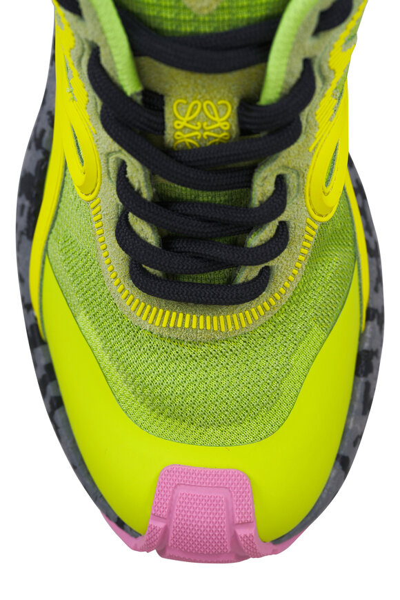 Loewe Pogo Green Multicolor Knit & Suede Sneaker - view 4