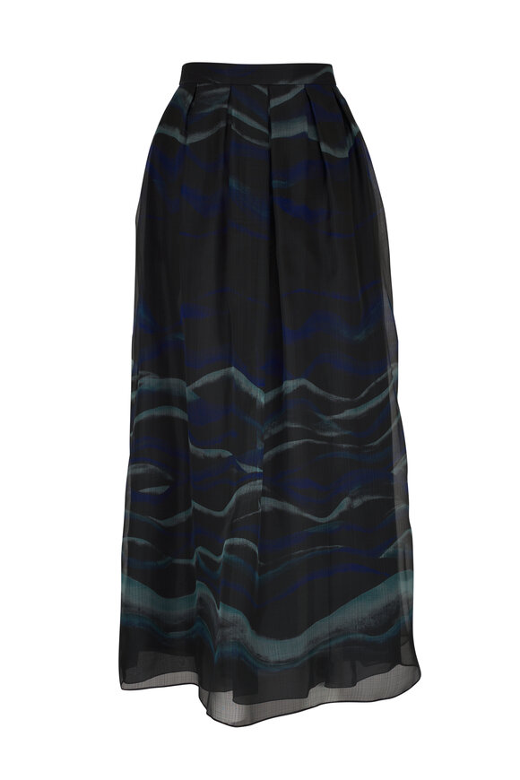 Giorgio Armani - Night Water Print Silk Maxi Skirt 