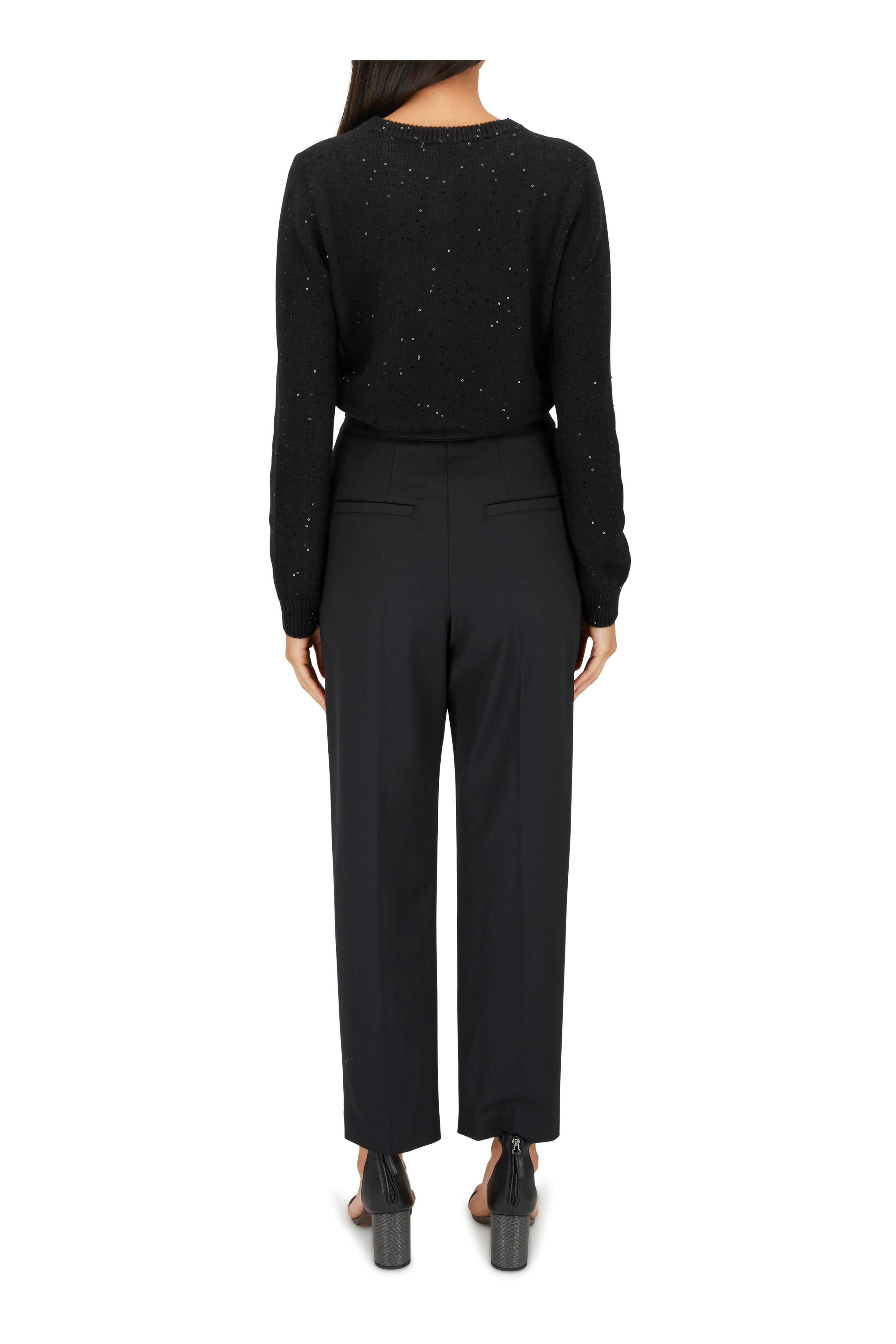 Brunello Cucinelli - Black Cashmere Sparkle Crop Cardigan