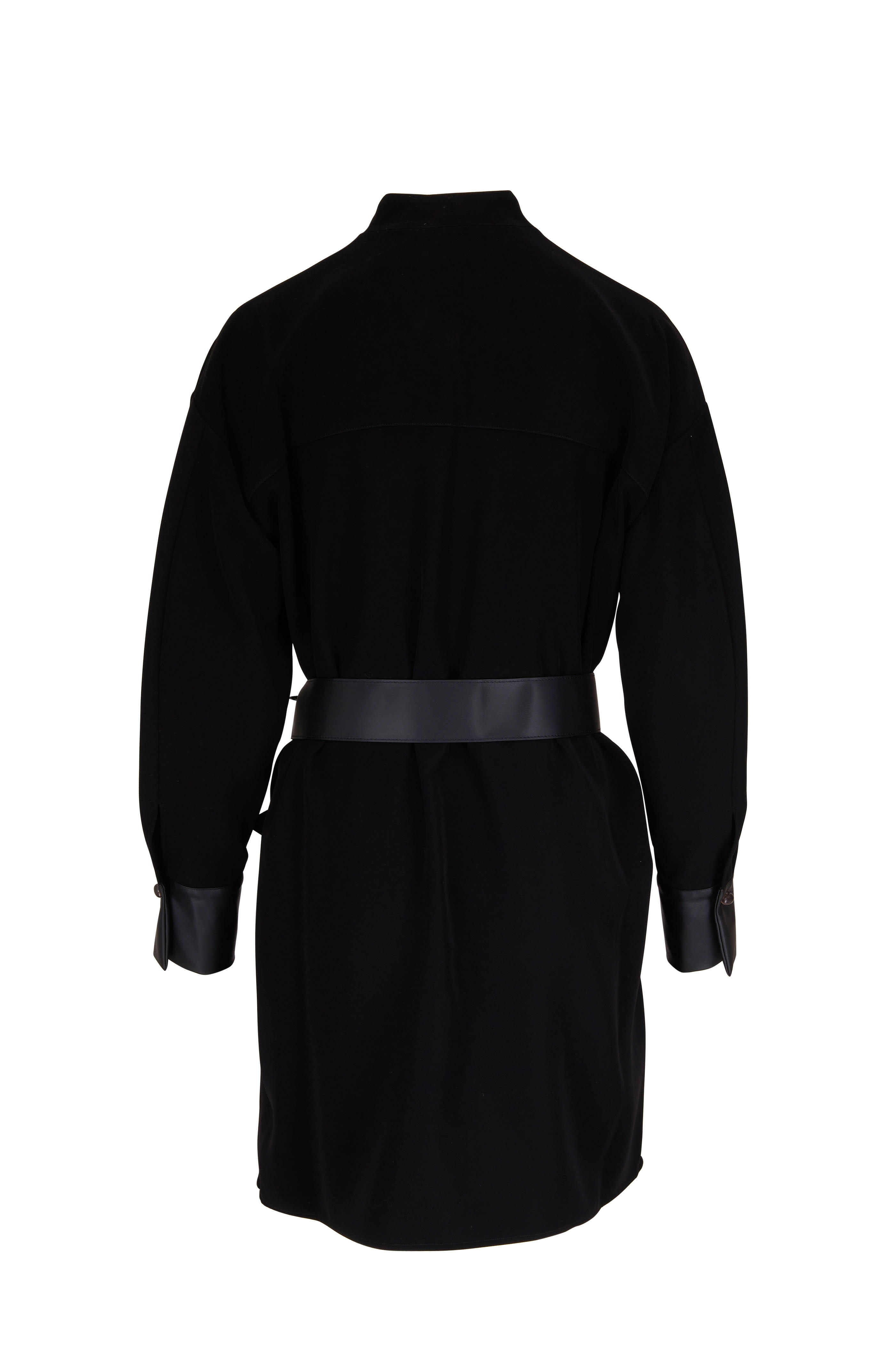 chinese dress ladies Vince Women's Leather Trim Shirt Dress, Black, XXS at Amazon Women's  Clothing store