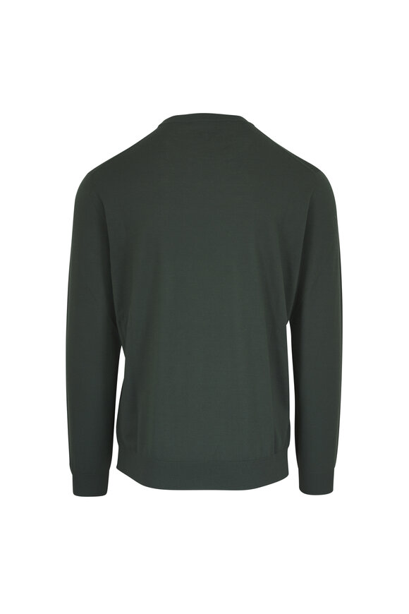 Maurizio Baldassari Como Dark Olive Wool Crewneck Sweater - view 2