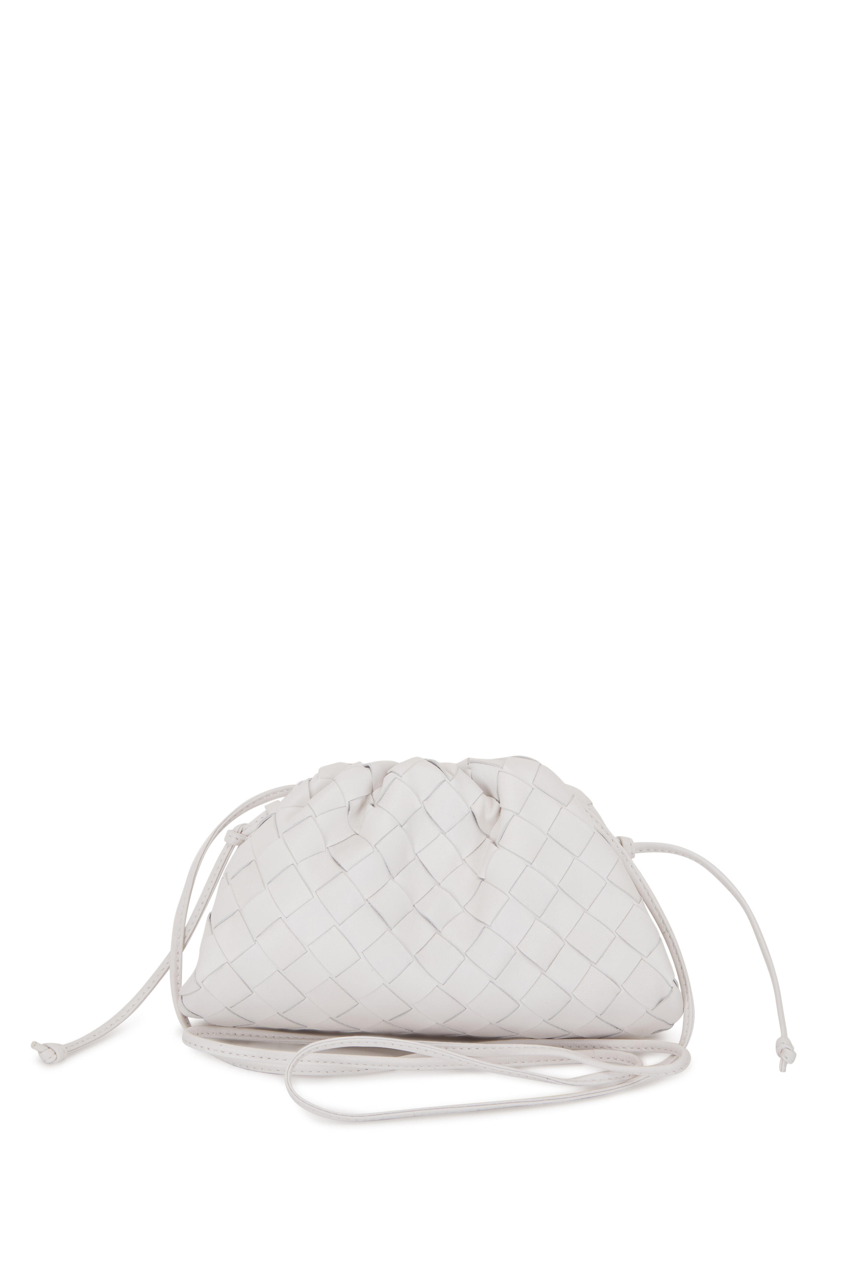 White Pouch mini leather clutch bag, Bottega Veneta