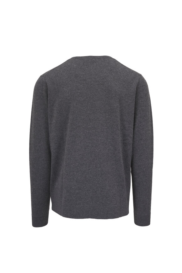Kinross Charcoal Cashmere V-Neck Sweater - view 2