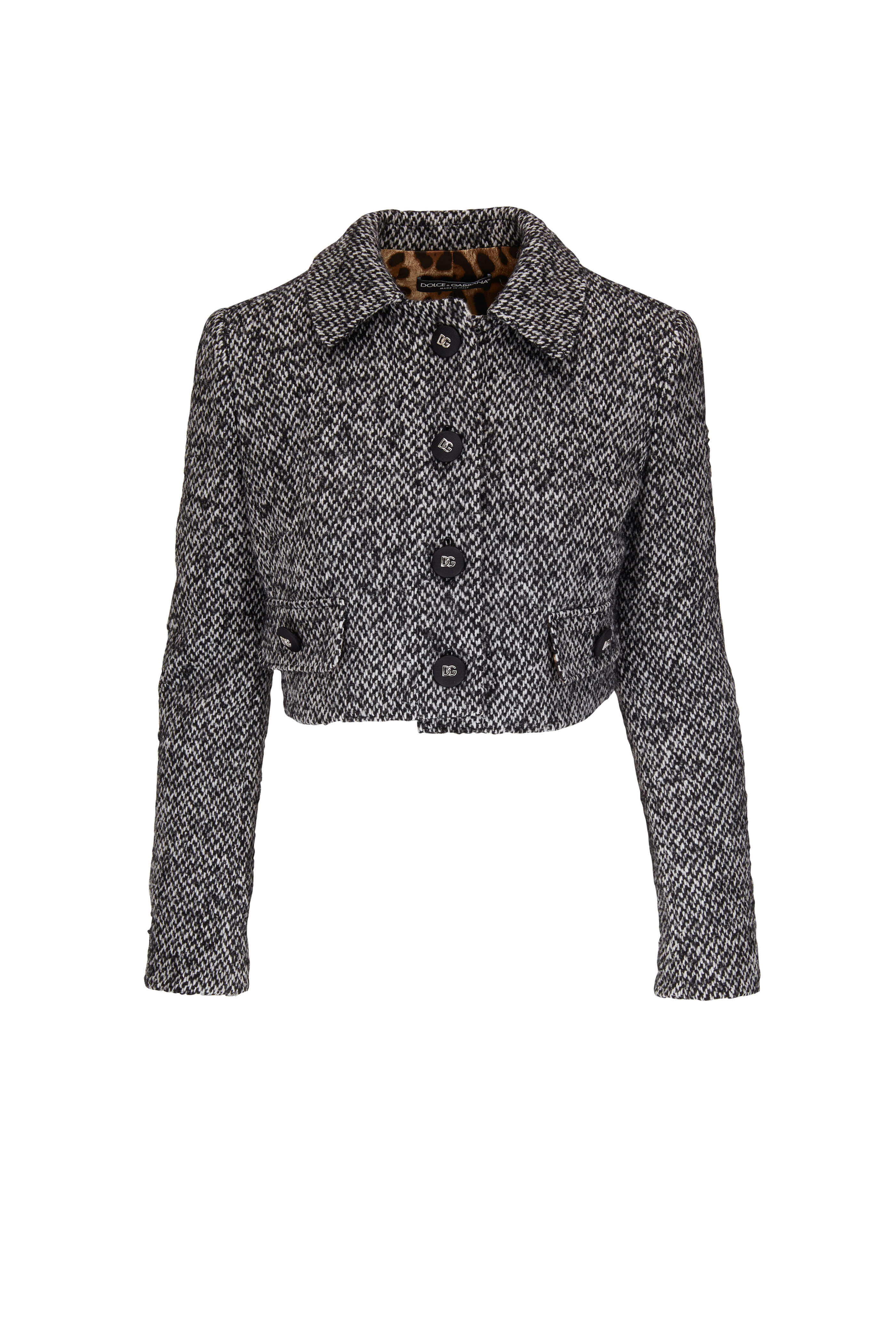 Dolce & Gabbana - Black & White Tweed Cropped Mini Jacket
