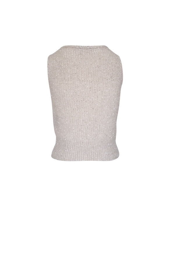 D.Exterior - Silver Sequin Knit Sweater Vest