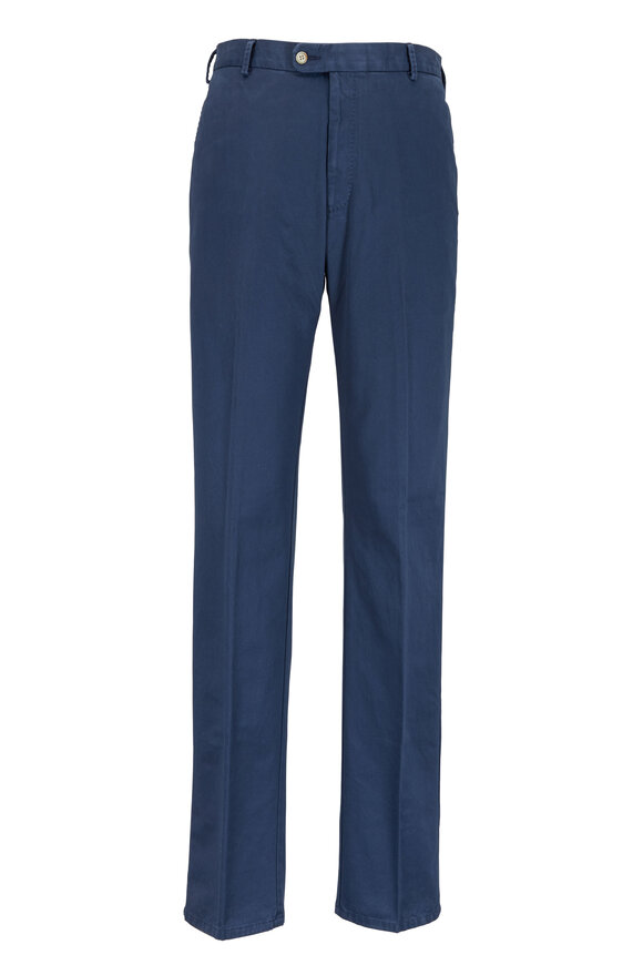 Peter Millar - Navy Blue Washed Cotton Twill Classic Fit Pant