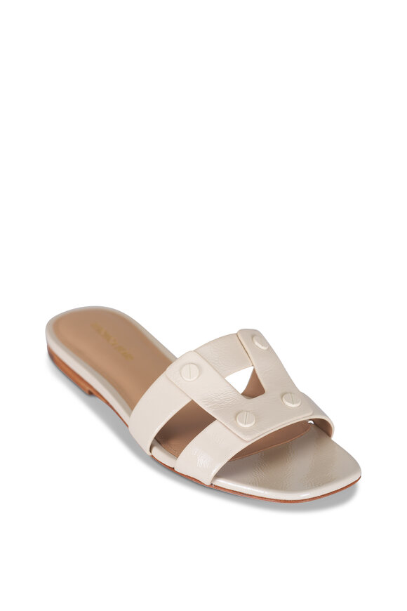 Veronica Beard Via Ecru Leather Slide Sandal