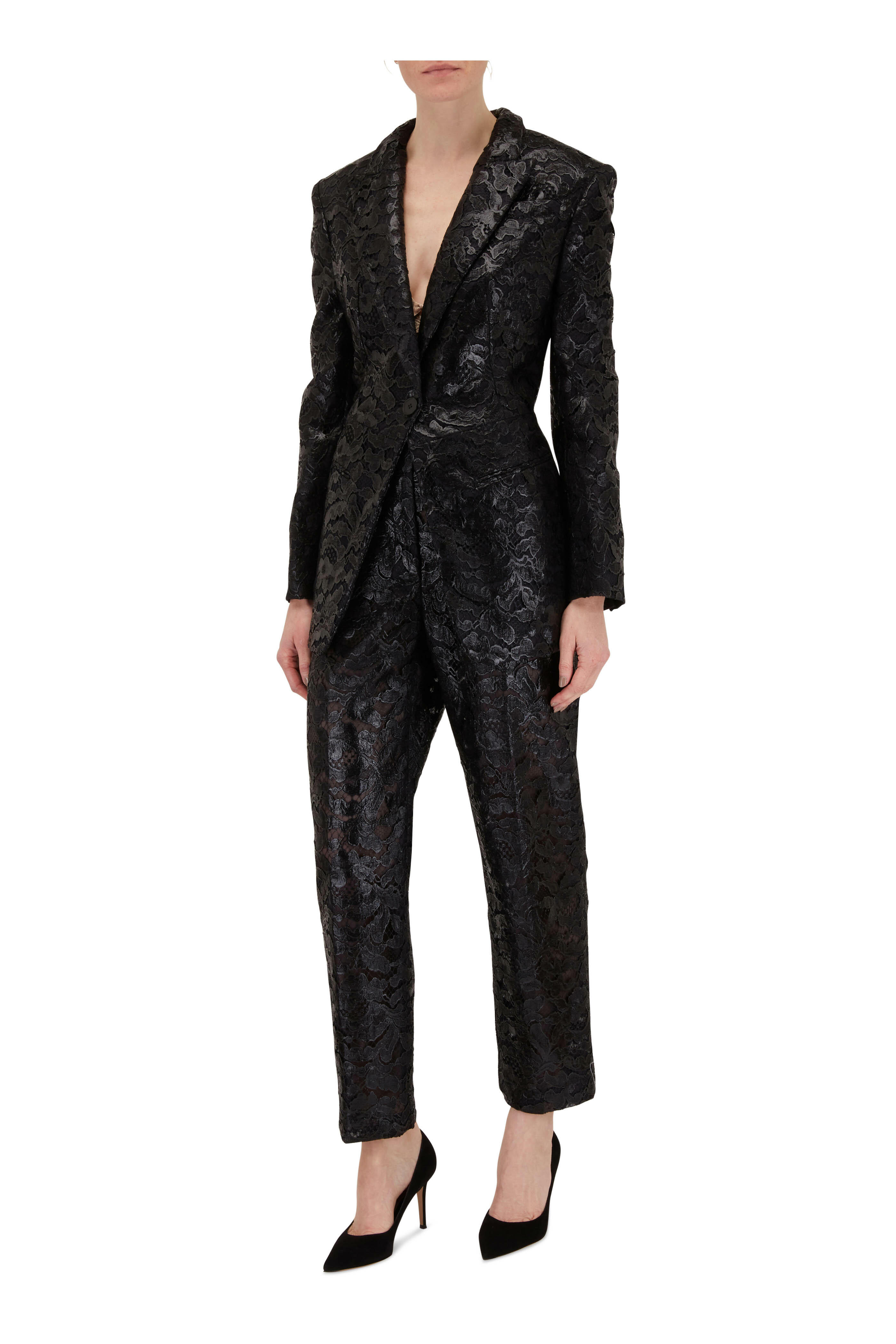 Alexander McQueen - Solid Black Lace Pant | Mitchell Stores