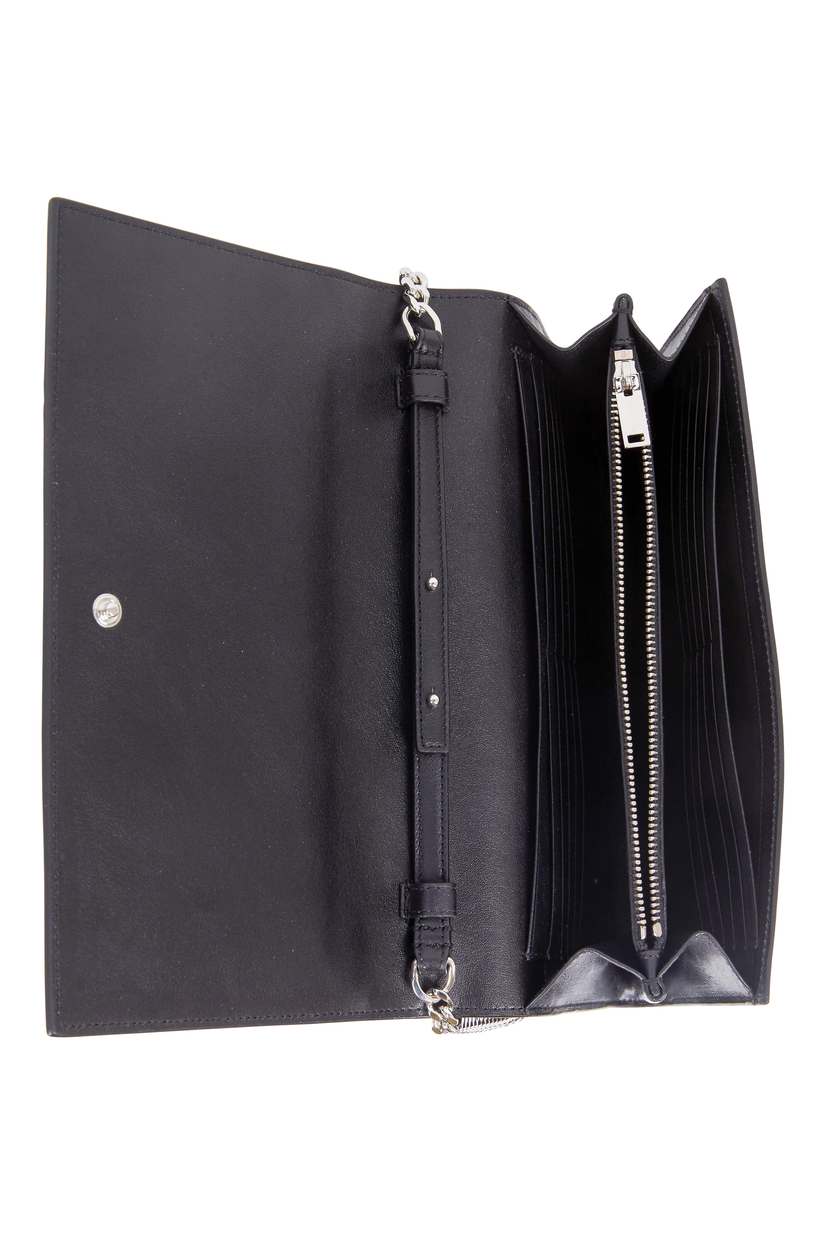 Saint Laurent - Black Leather & Studded Stars Chain Wallet