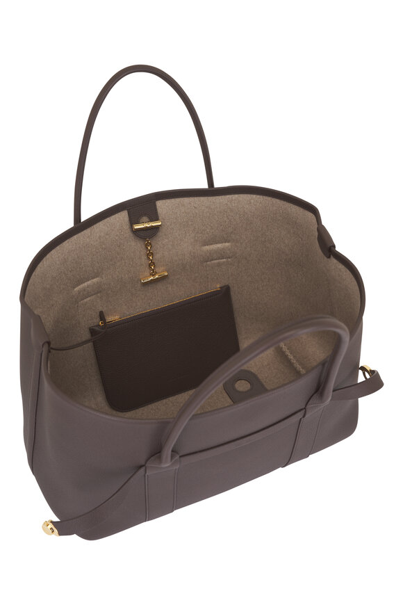 Loro Piana Large Dark Chocolate Locorice Shopper Bag - view 5