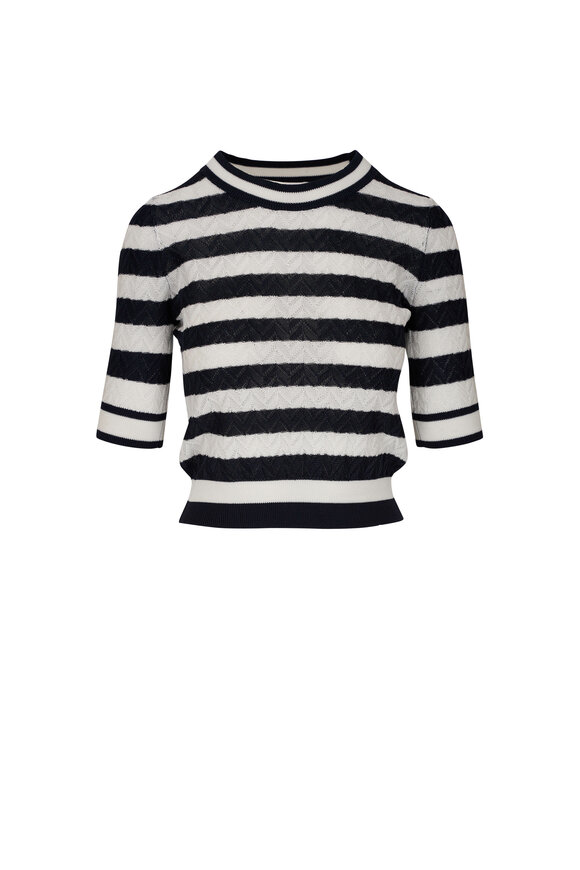 Veronica Beard - Lisbeth Navy & White Striped Knit Top