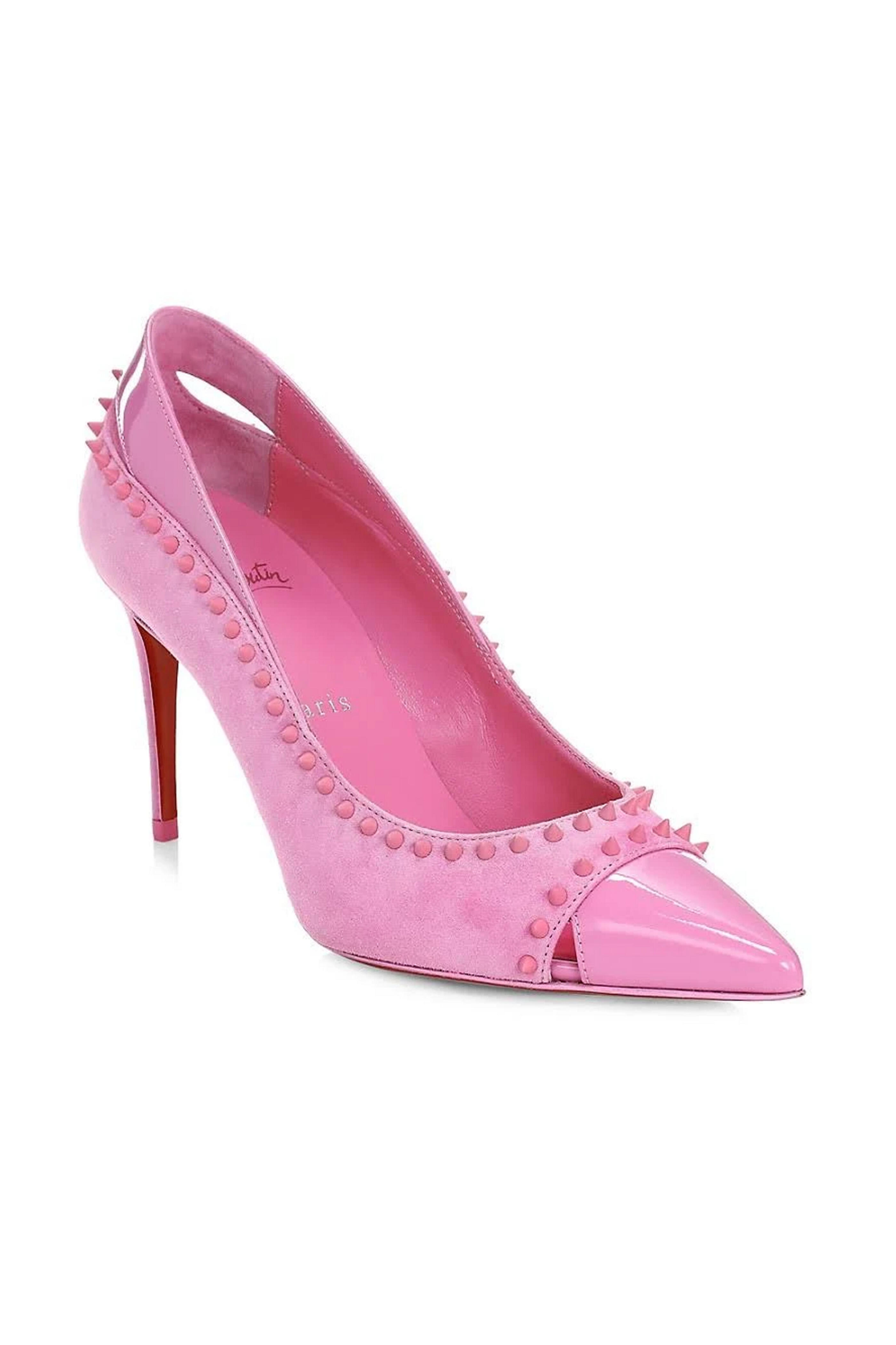 Christian Louboutin - Duvette Spike 85 Patent and Suede Pump