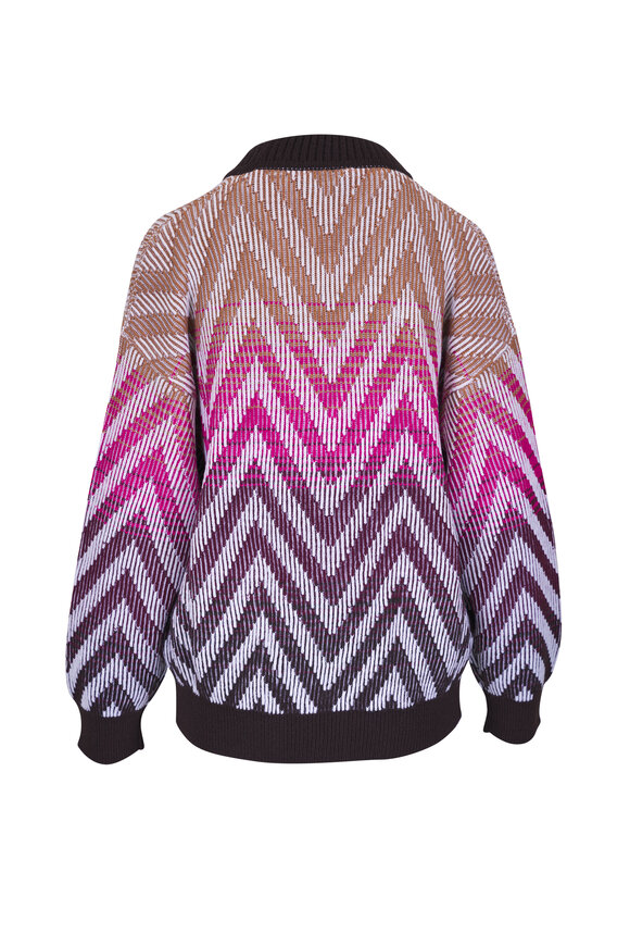 Missoni - Multicolor Chevron Wool & Cotton Ribbed Cardigan