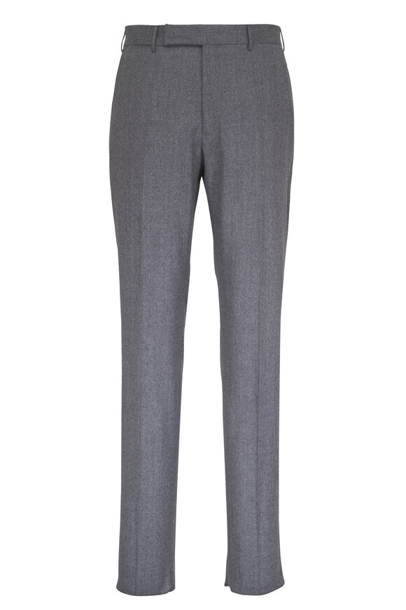 Zegna Gray Wool Mélange Flannel Pant - view 1