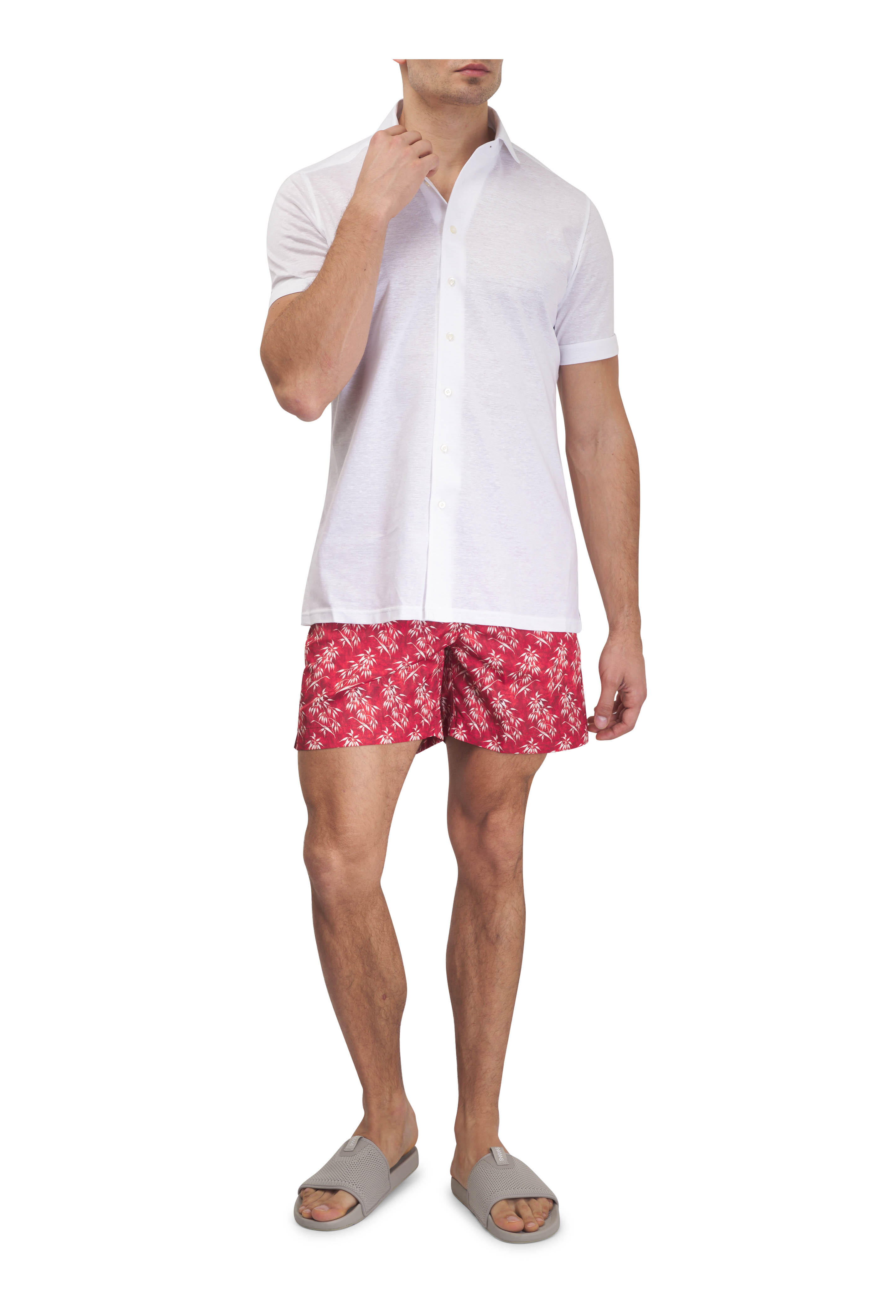 Emanuel Berg - White Jersey Cotton & Linen Button Up