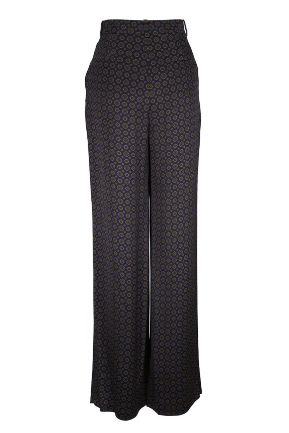 Saint Laurent Navy & Brown Medallion Print PJ Pant - view 4
