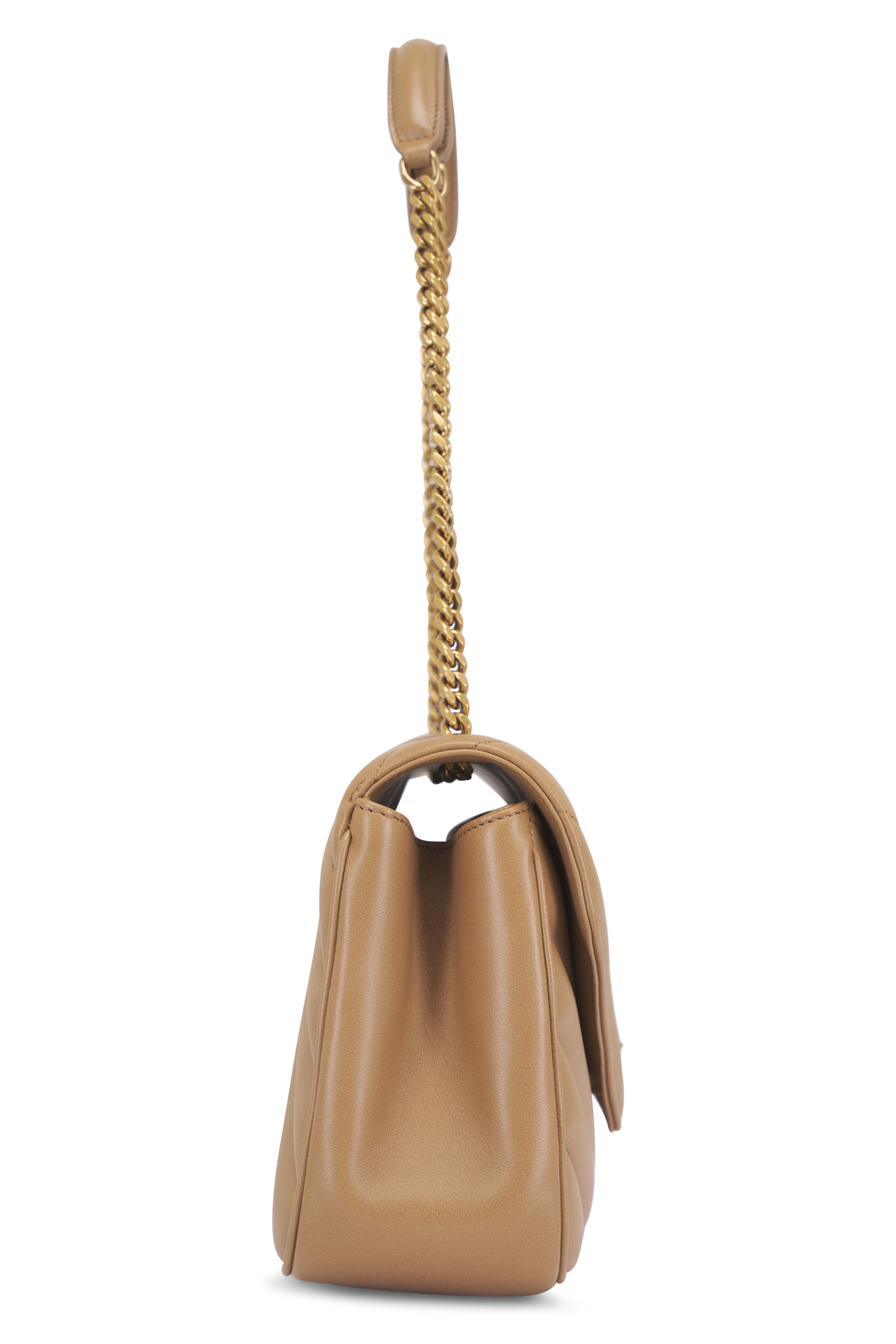 Saint Laurent - Medium Loulou Tan Quilted Leather Chain Bag