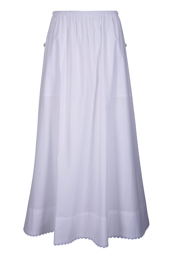 Vince Optic White Cotton Poplin Midi Skirt