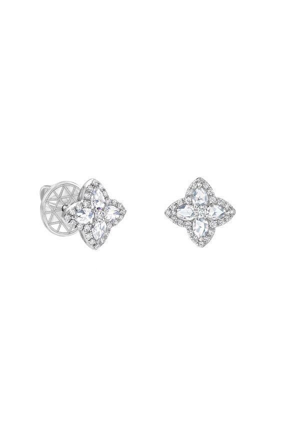 64 Facets Diamond Blossom Flower Stud Earrings
