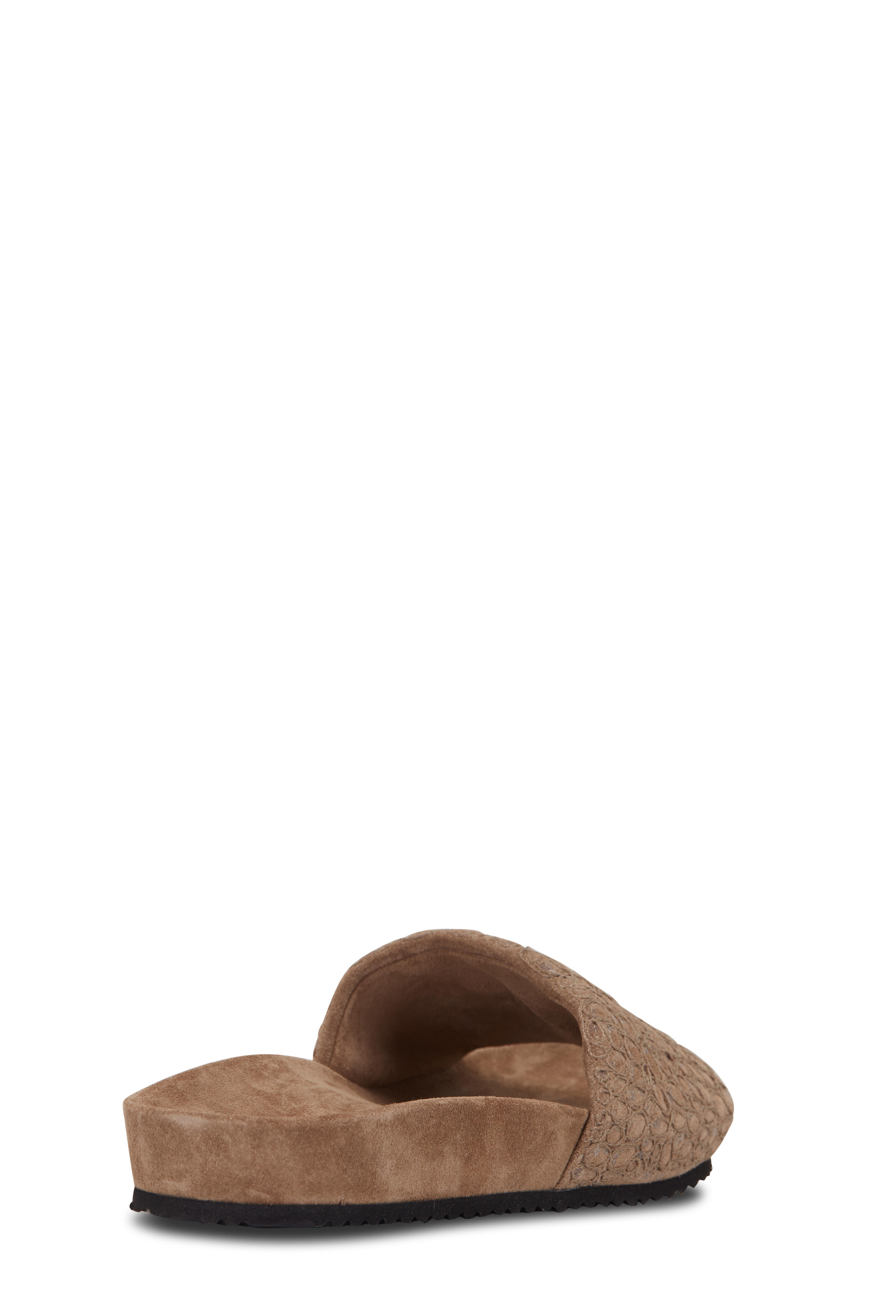 Brunello Cucinelli - Brown Embroidered Suede Slide