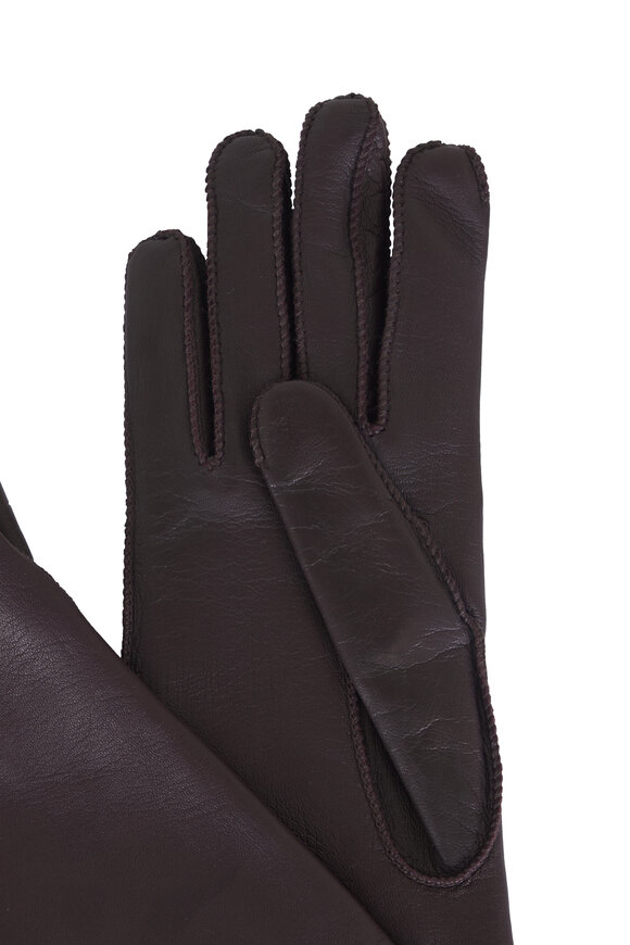Loro Piana Carla Dark Eggplant Leather Gloves - view 2
