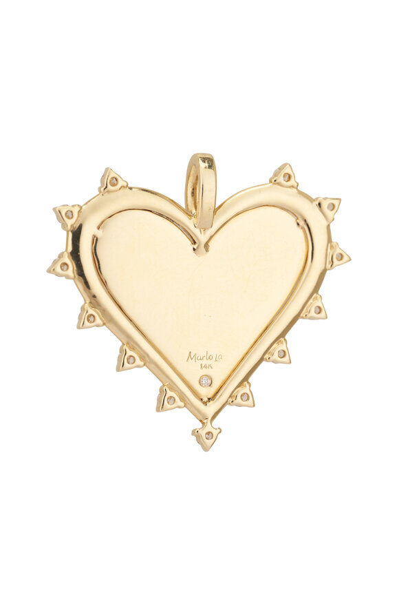 Marlo Laz 14k Yellow Gold Large Spiked Heart Charm - view 2
