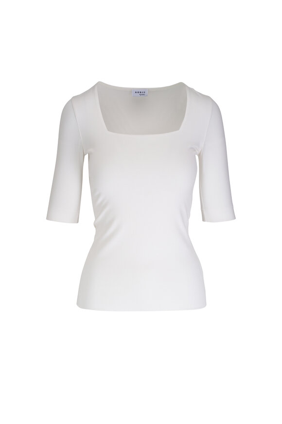 Akris Punto Off-White Square Neck Top