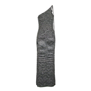 Missoni - Black & Green Sequin Maxi One Shoulder Dress