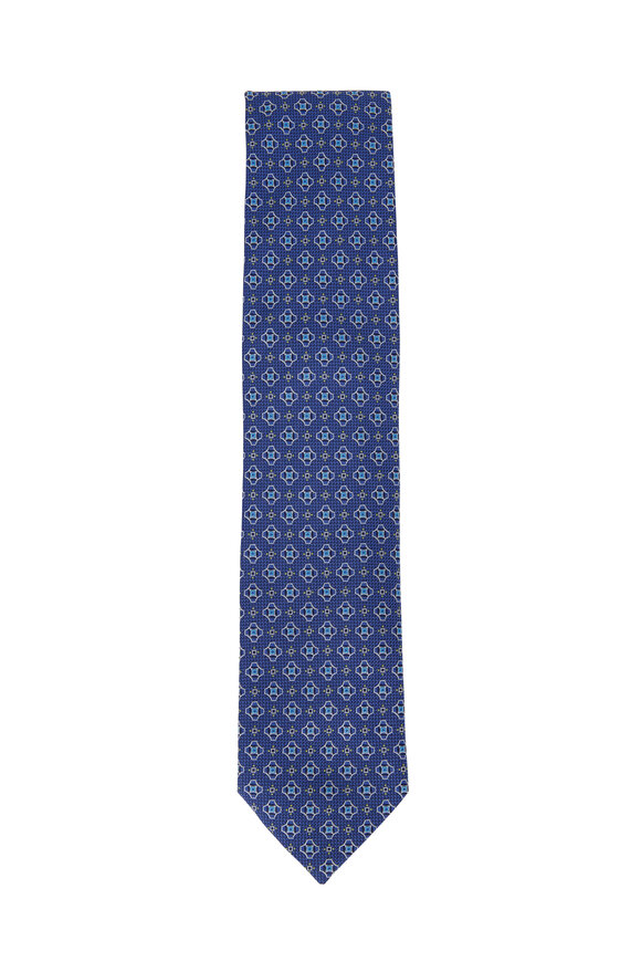 Eton - Navy Blue Medallion Silk Necktie