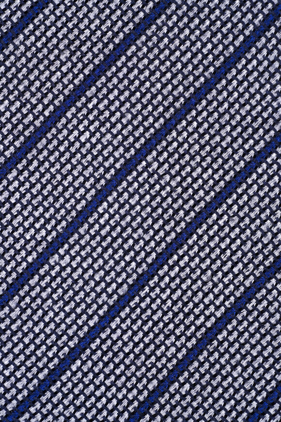 Canali - Gray & Navy Diagonal Stripe Silk Necktie