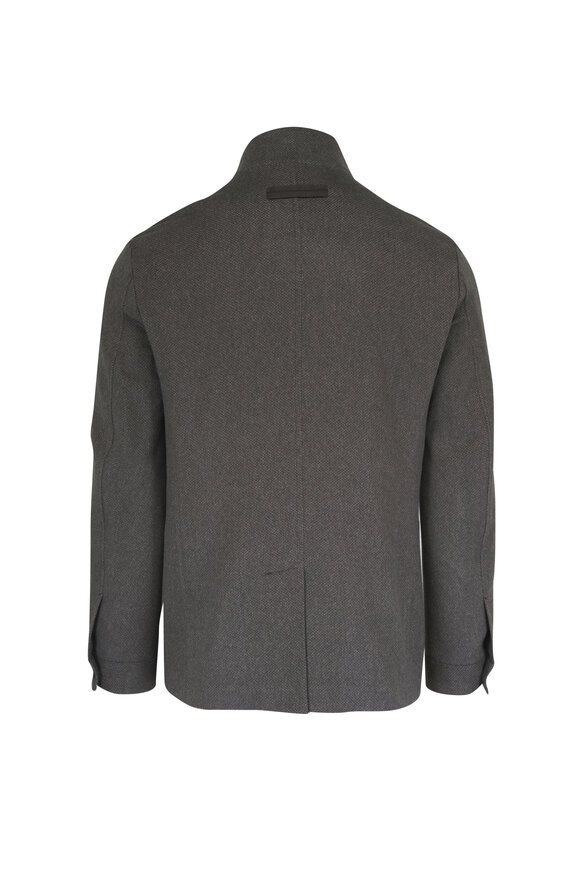 Zegna Il Conte Olive Gray Micro Texture Chore Coat - view 2