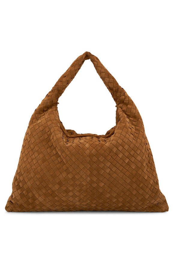 Bottega Veneta -  Large Hop Acorn Intrecciato Suede Hobo Bag 