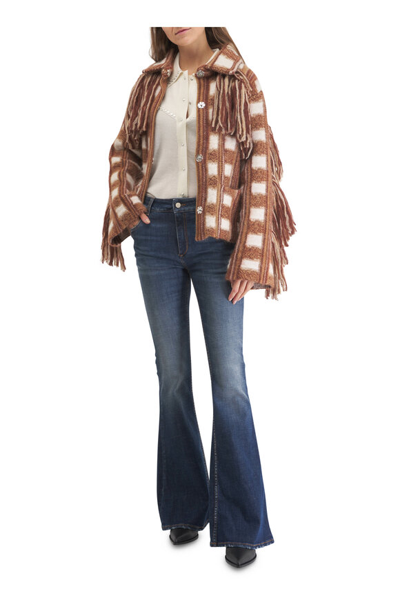 Dorothee Schumacher - Dizzy Check Brown & Rose Check Cardigan 