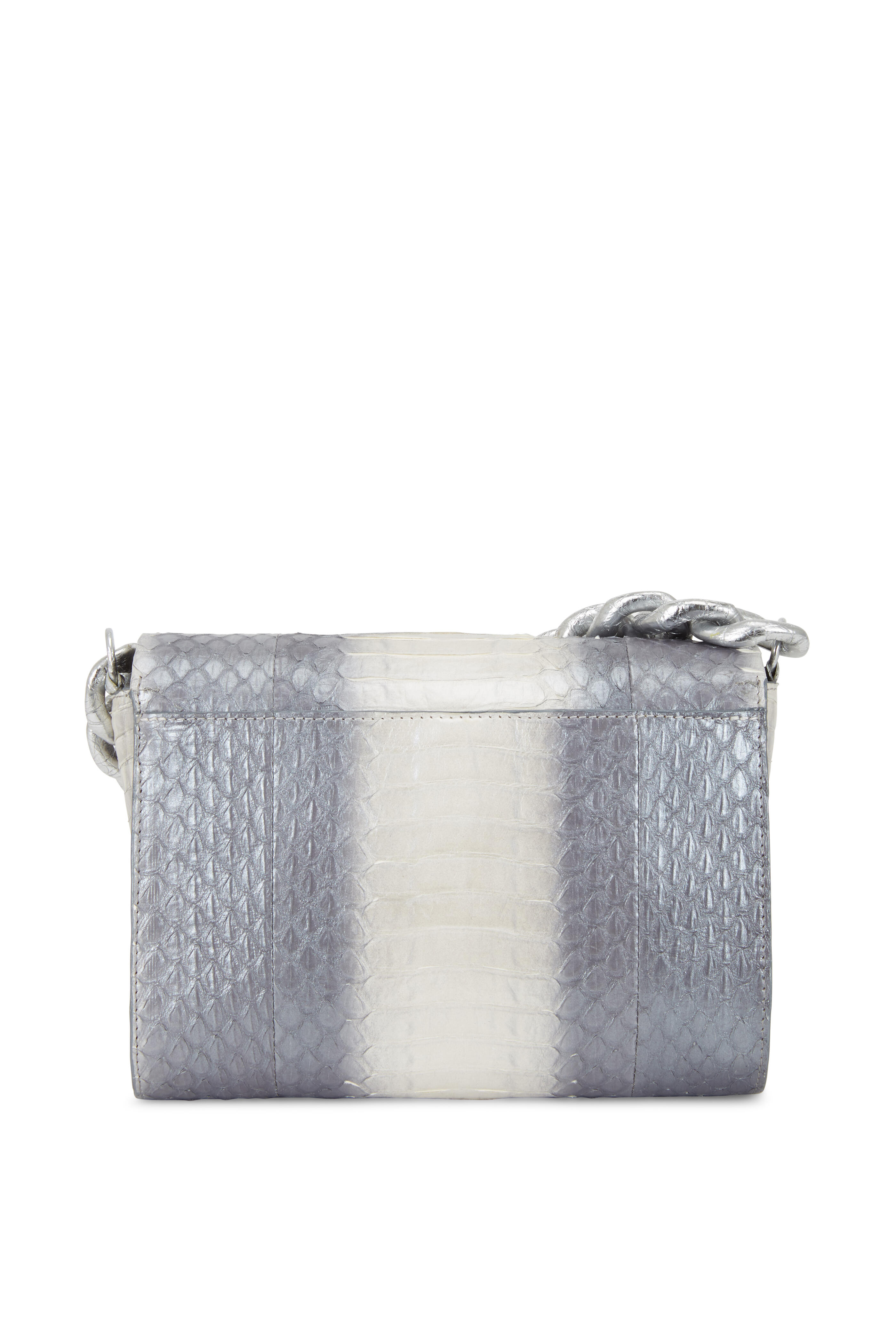 NANCY GONZALEZ/ナンシーゴンザレス　クロコがまぐちバッグ NANCY GONZALEZ Green Crocodile Magnetic Flap Medium Satchel
