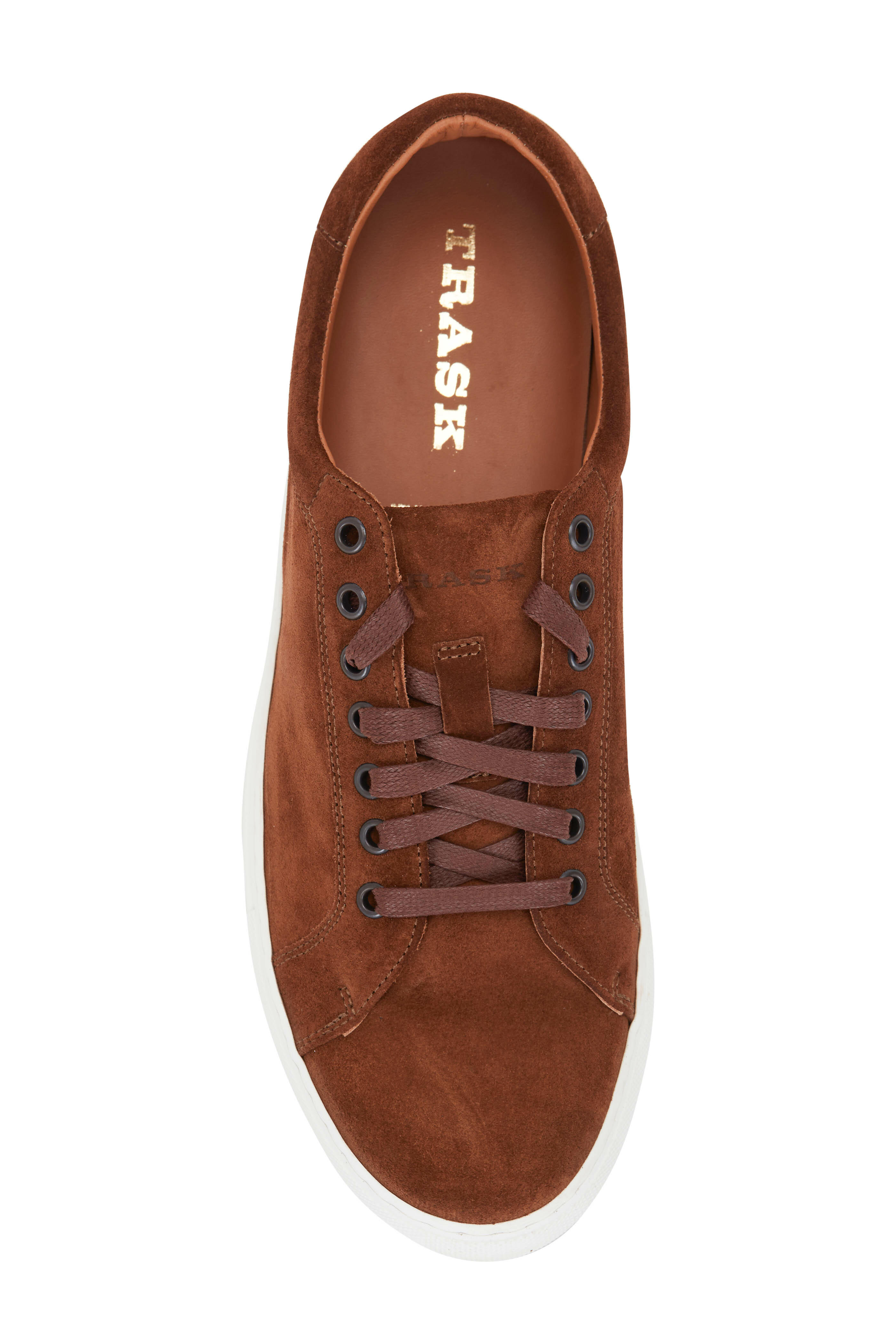 Trask Rigby Dark Brown Suede Low Top Sneaker Mitchell Stores