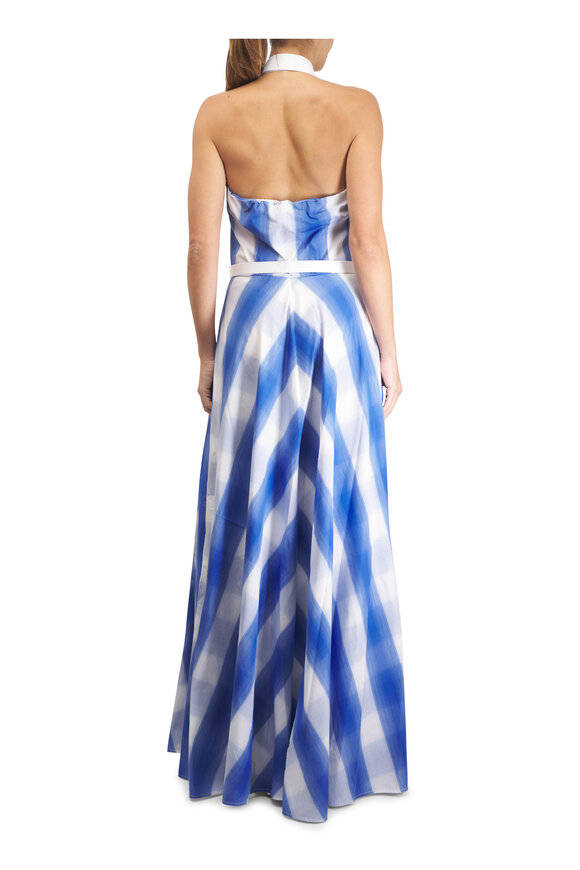 Sara Roka Eloise Blue & White Check Halter Dress - view 3