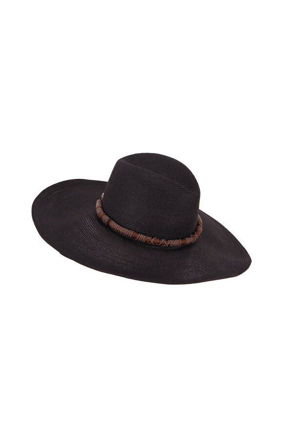 Brunello Cucinelli - Black Straw Woven Monili Wrapped Hat