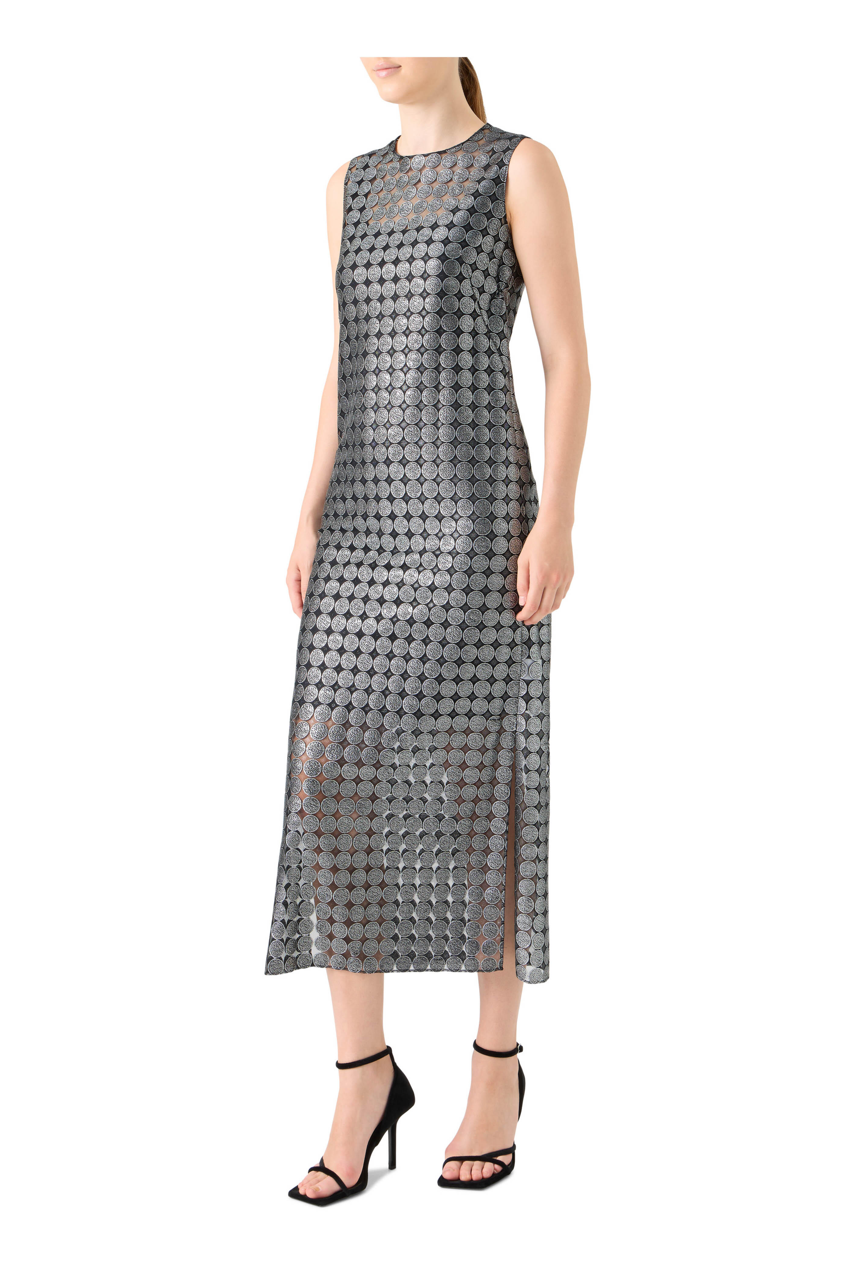 Akris Punto - Brushed Steel Metallic Dot Midi Dress