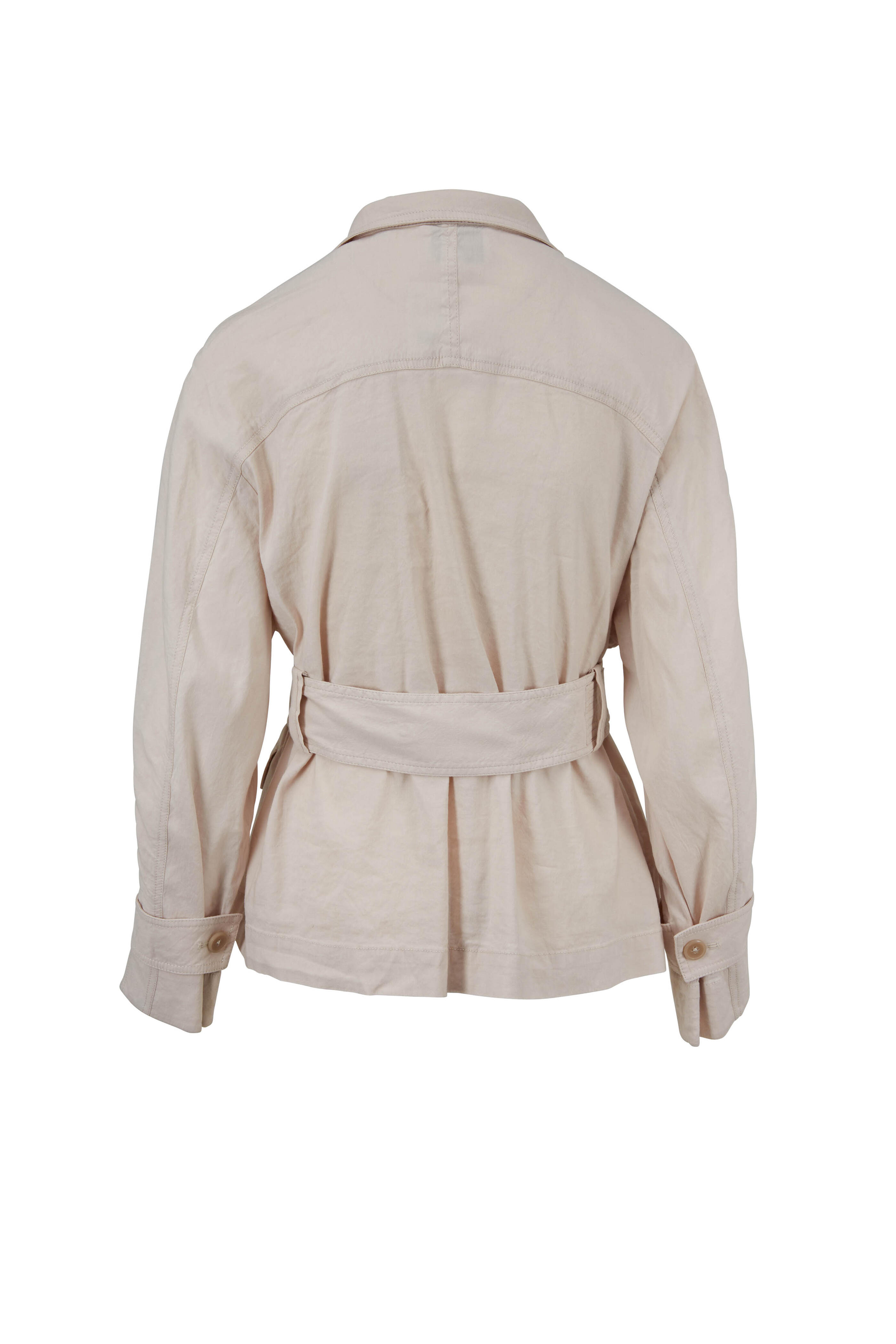 Vince - Sand Glow Stretch Linen Belted Jacket