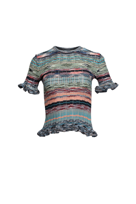 Ulla Johnson Miya Azurite Short Sleeve Knit Top