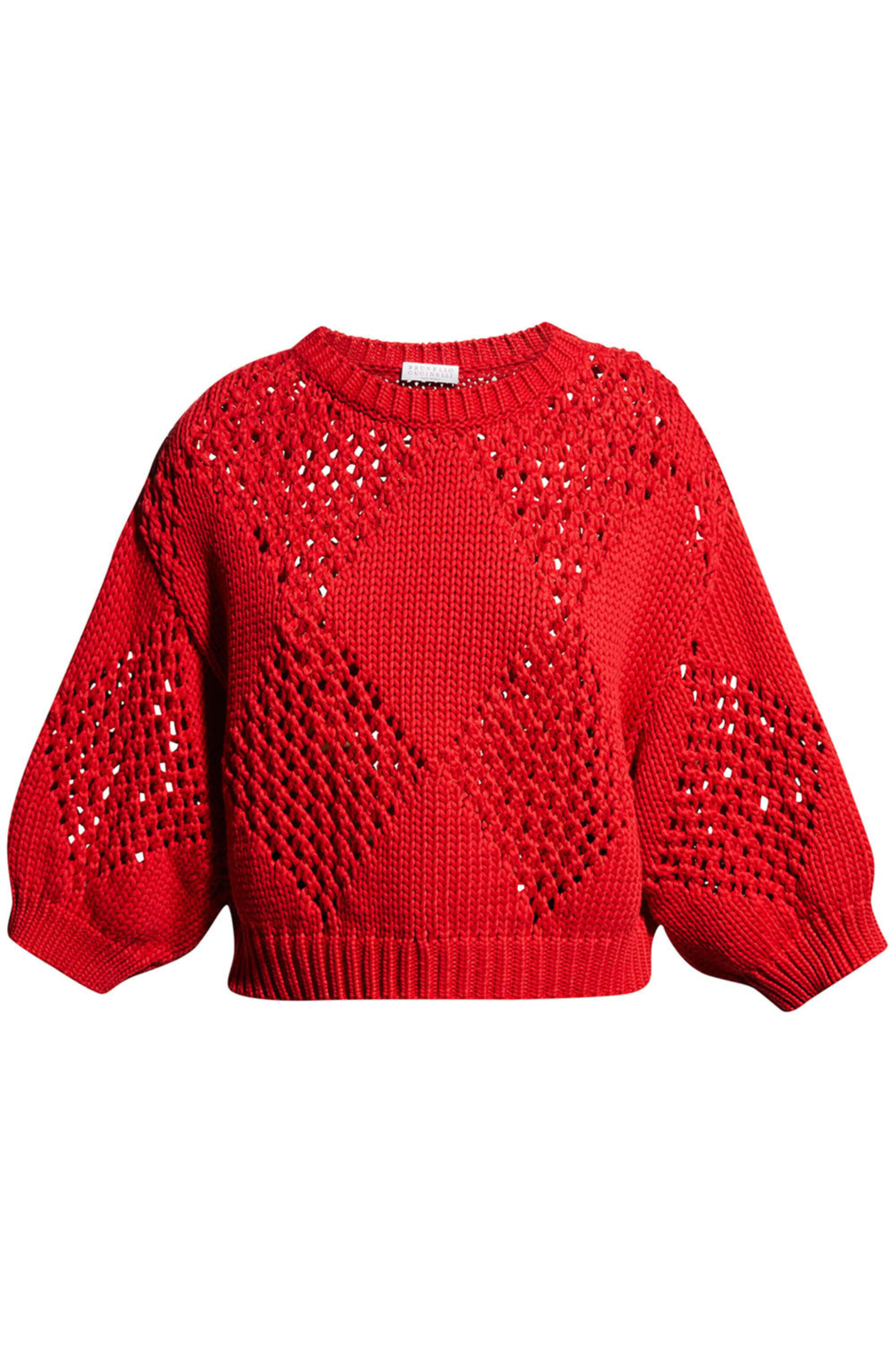 Brunello Cucinelli - Chili Red Argyle Knit Pullover