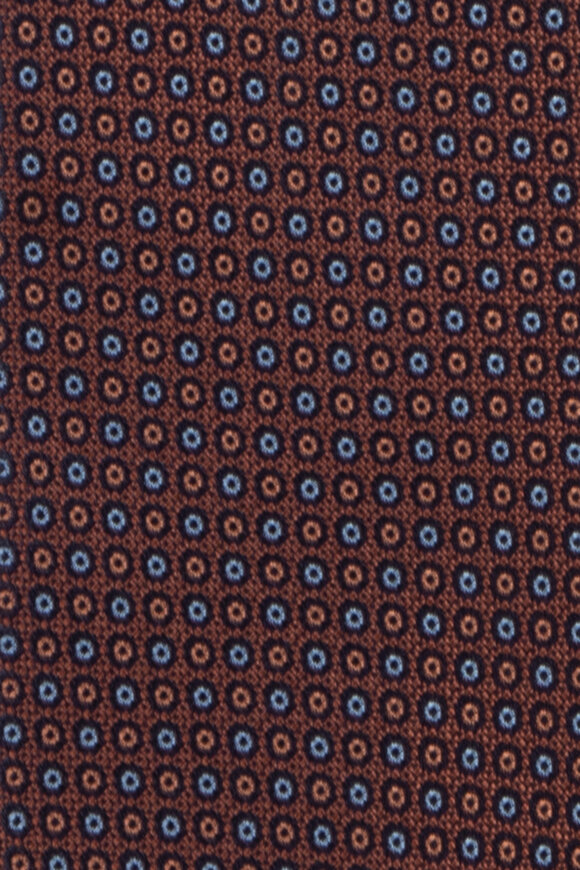 Geoff Nicholson Rust & Blue Geometric Silk Necktie - view 2