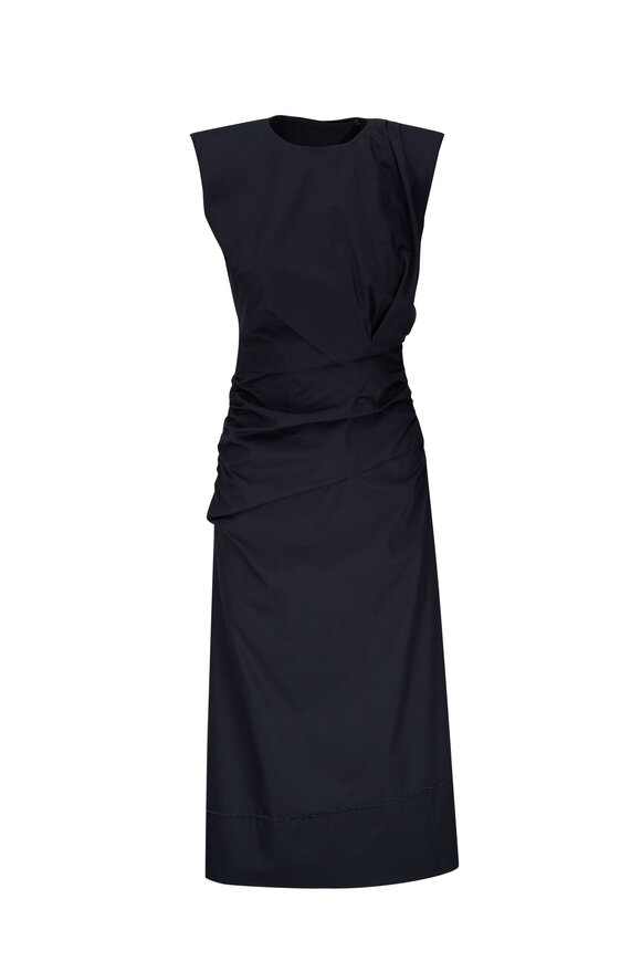 Dorothee Schumacher - Draped Sophistication Dark Navy Midi Dress