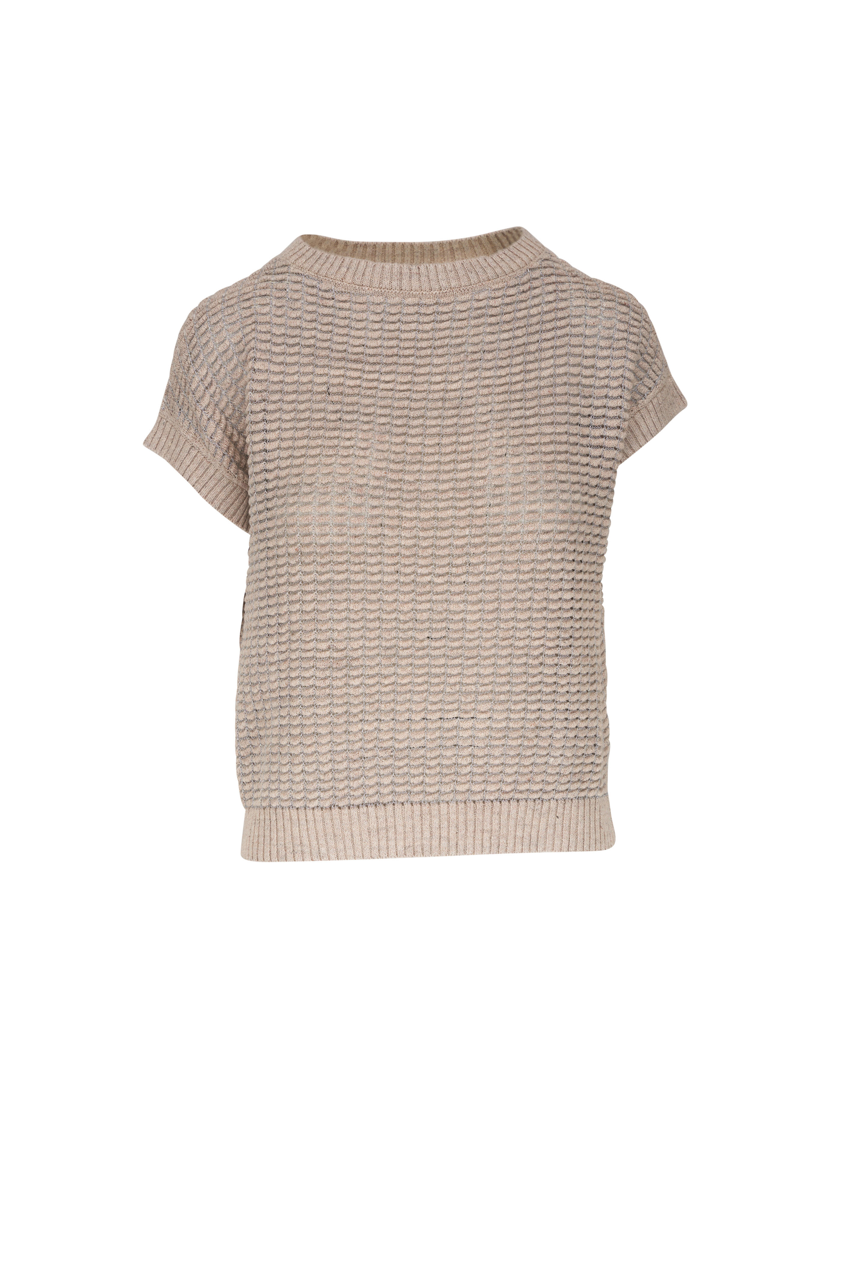 Lafayette 148 New York - Textured Stitch Smoked Taupe Multi Sweater