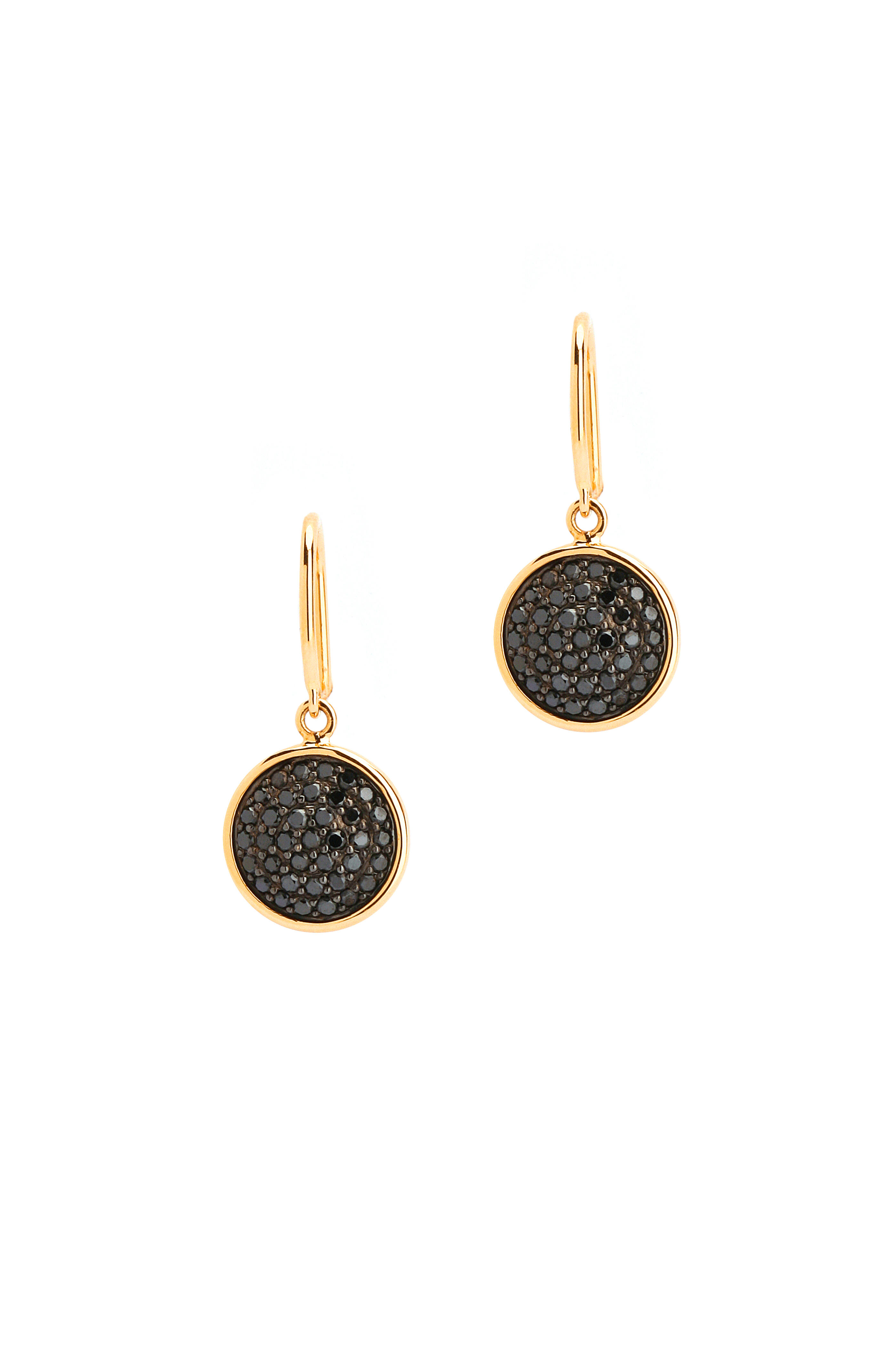 Syna - Yellow Gold Black Diamond Chakra Earrings
