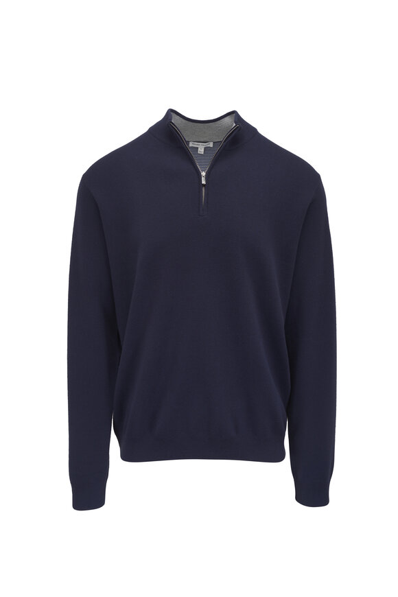 Peter Millar Coolspun Lite Navy Quarter Zip Pullover