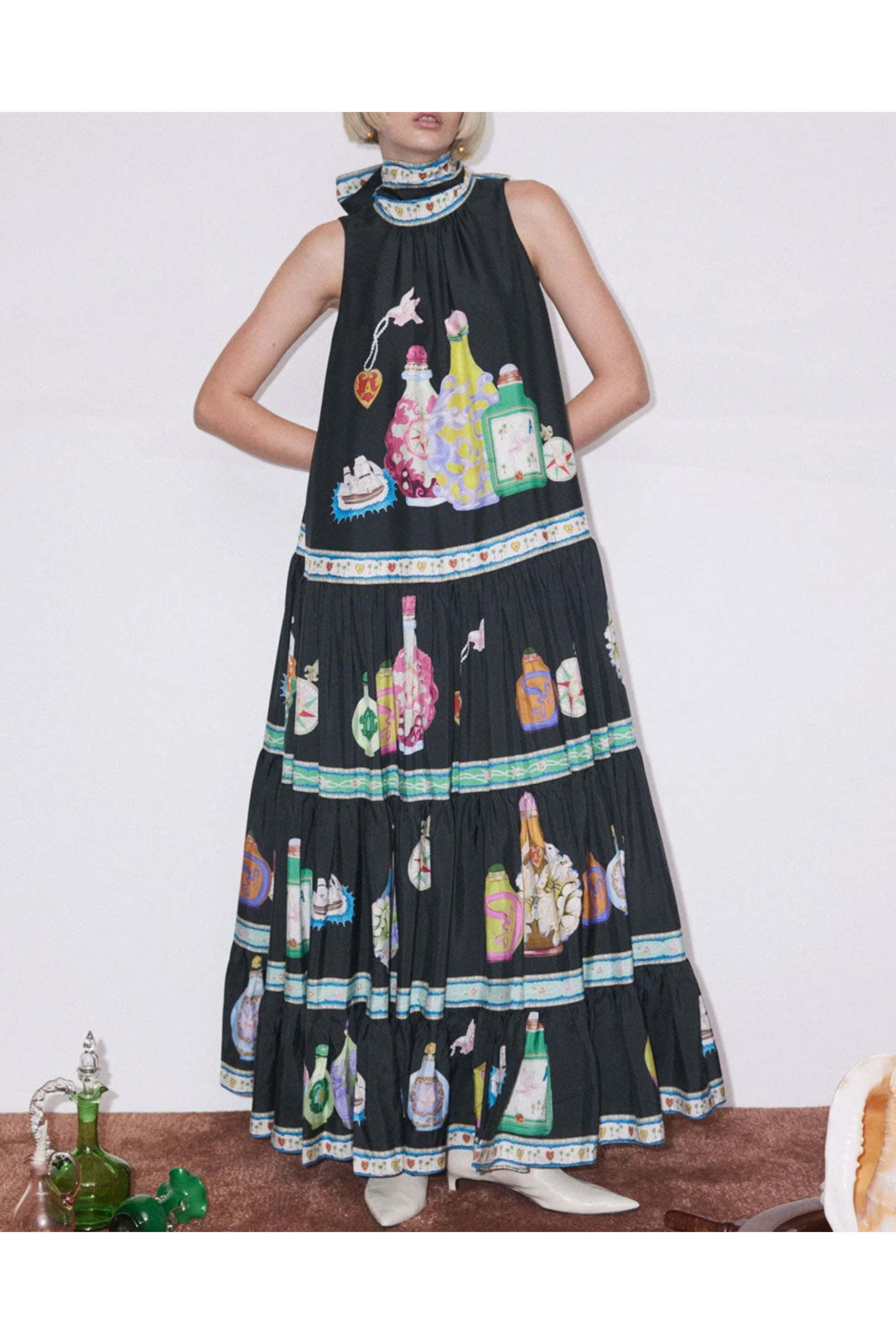 Almais - Dark Teal Royal Tiered Midi Dress | Mitchell Stores