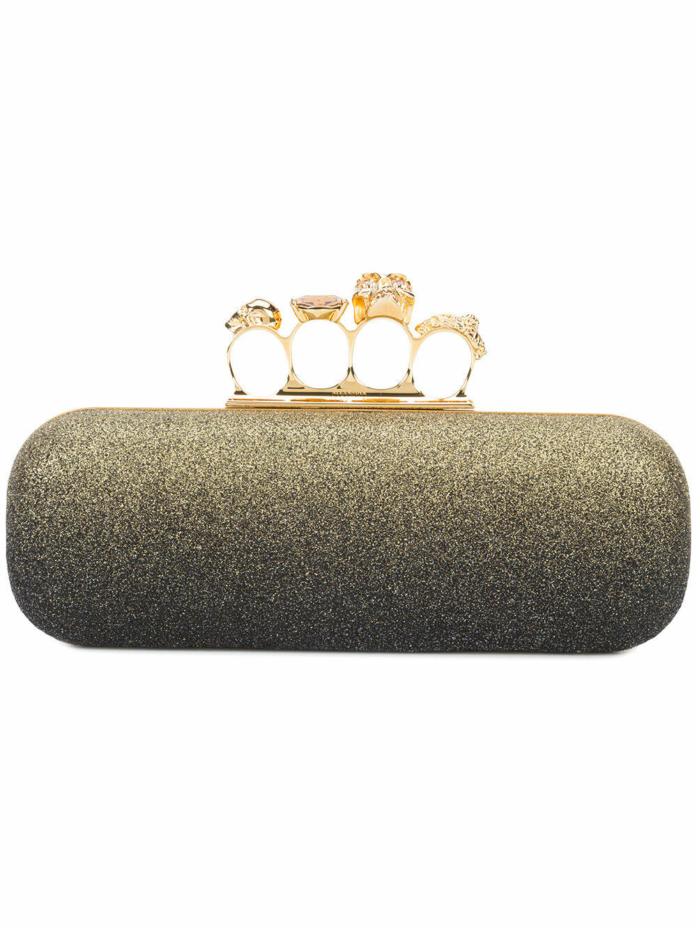 McQueen - Black & Gold Glitter Ombré Knuckle Clutch