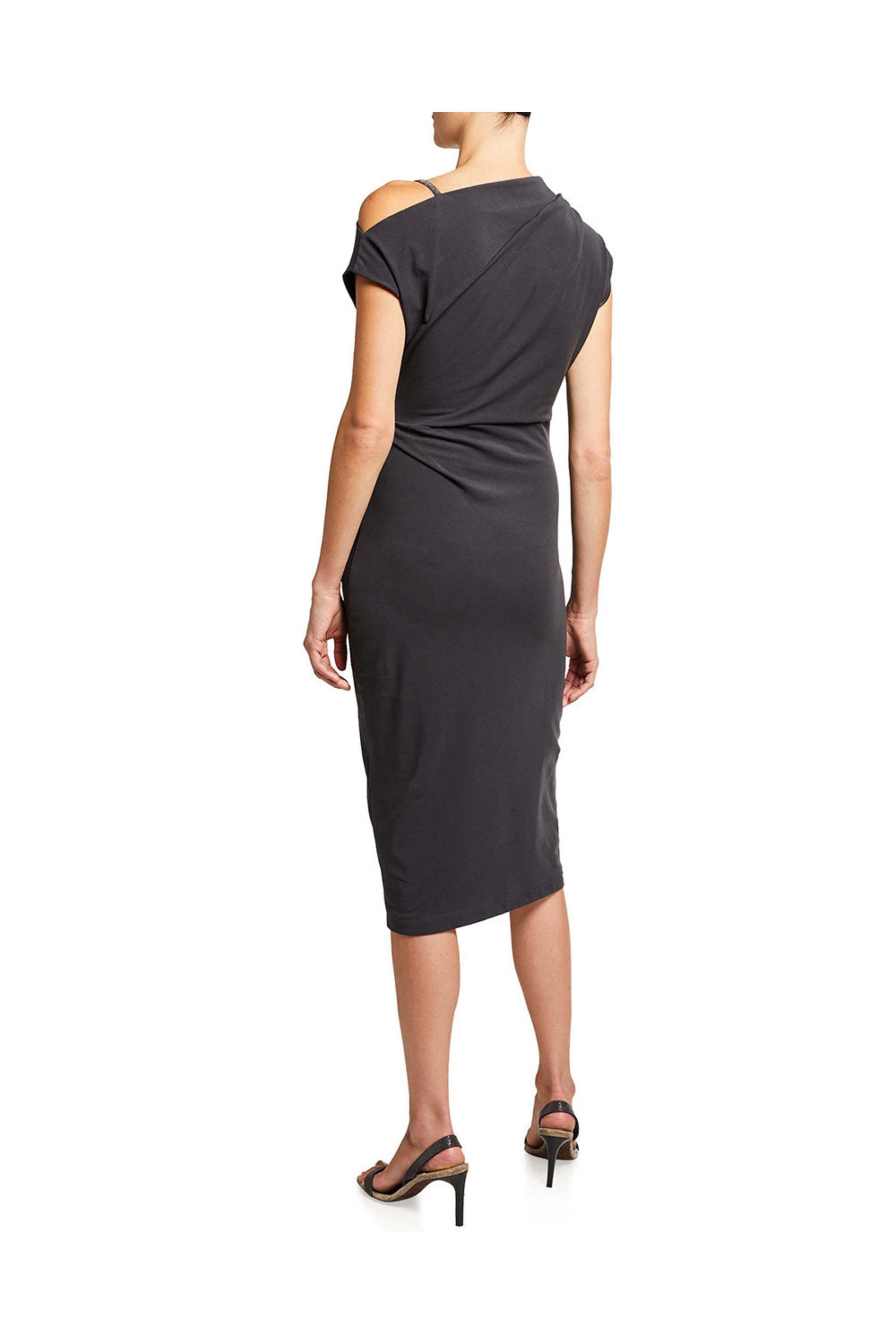 BRUNELLO CUCINELLI ダークグレー ワンピース BRUNELLO CUCINELLI Ribbed wool midi dress | NET-A-PORTER
