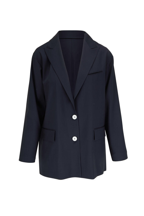 Kiton - Navy Wool Oversized Jacket